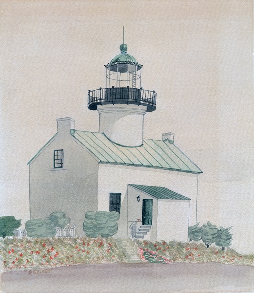 1952 watercolor on paper 18×13
Old Point Loma Lighthouse in the Cabrillo National Monument park in San Diego, California. Point-Loma-Lighthouse-v01_cr2.jpg